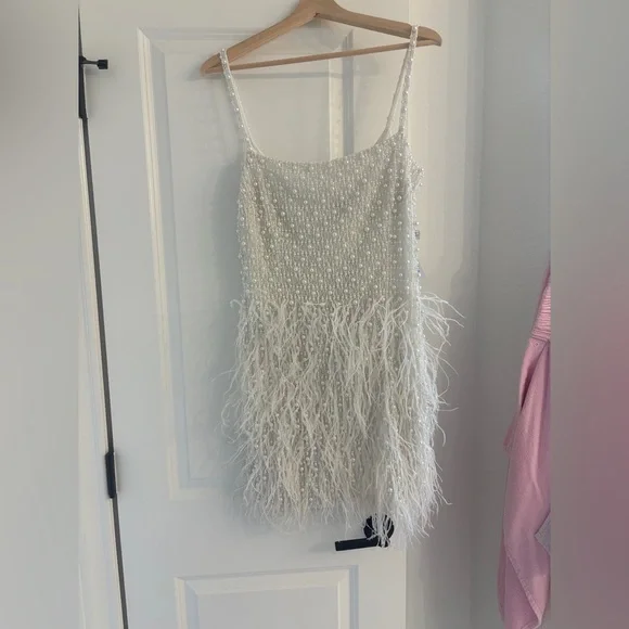 NADINE MERABI Carrie Pearl Beaded Embellished Dress - Picture 3 of 4